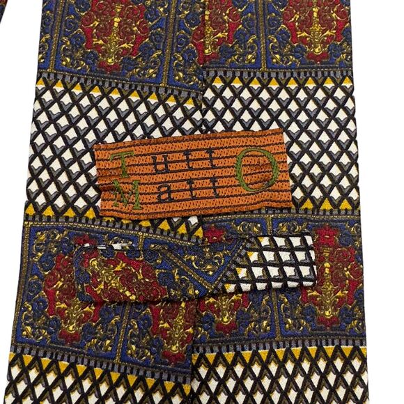 Tutto Matto Mens Silk Dress‎ Tie Made in Italy Red Geometric Pattern 58 3.75 - Picture 8 of 10